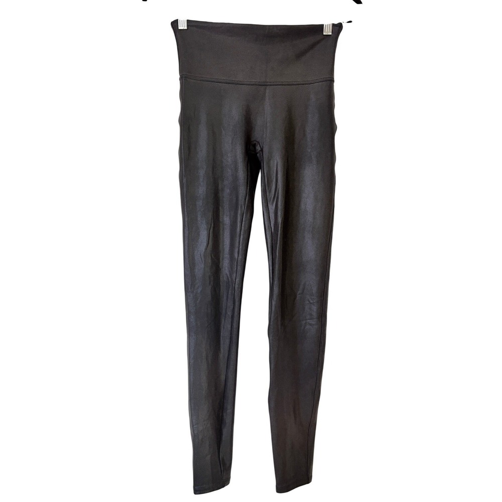 Spanx Faux Leather Leggings High Waist Black Women's Medium 20274R EUC